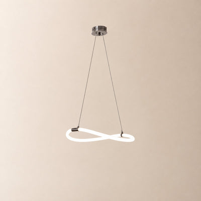 Sculptural Curved Linear and Round LED Chandelier