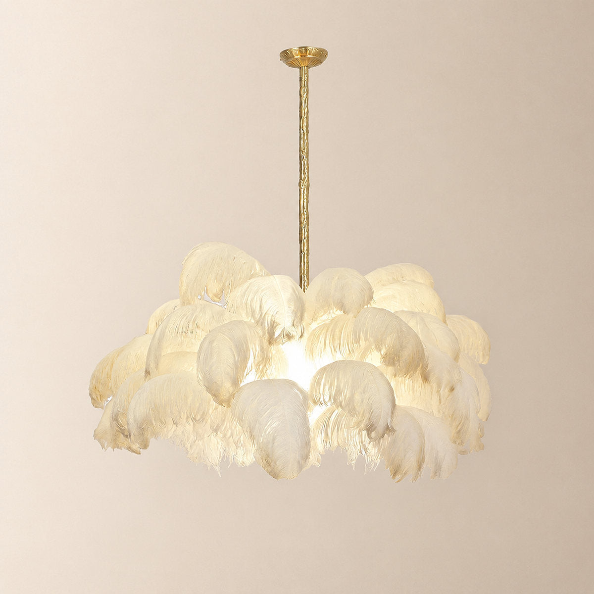 Tricolordeer Layered Plume Brass Chandelier