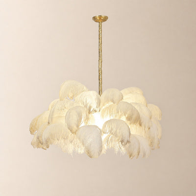 Tricolordeer Layered Plume Brass Chandelier