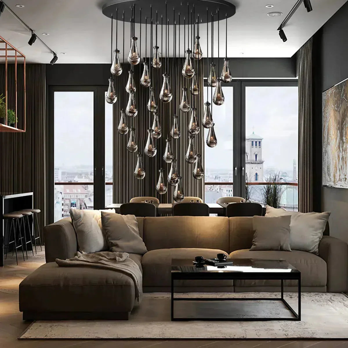 Soltaire Raindrop Round Chandelier 18"