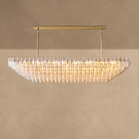 Cyra Clear Glass Tired Rectangular Chandelier 54"74"