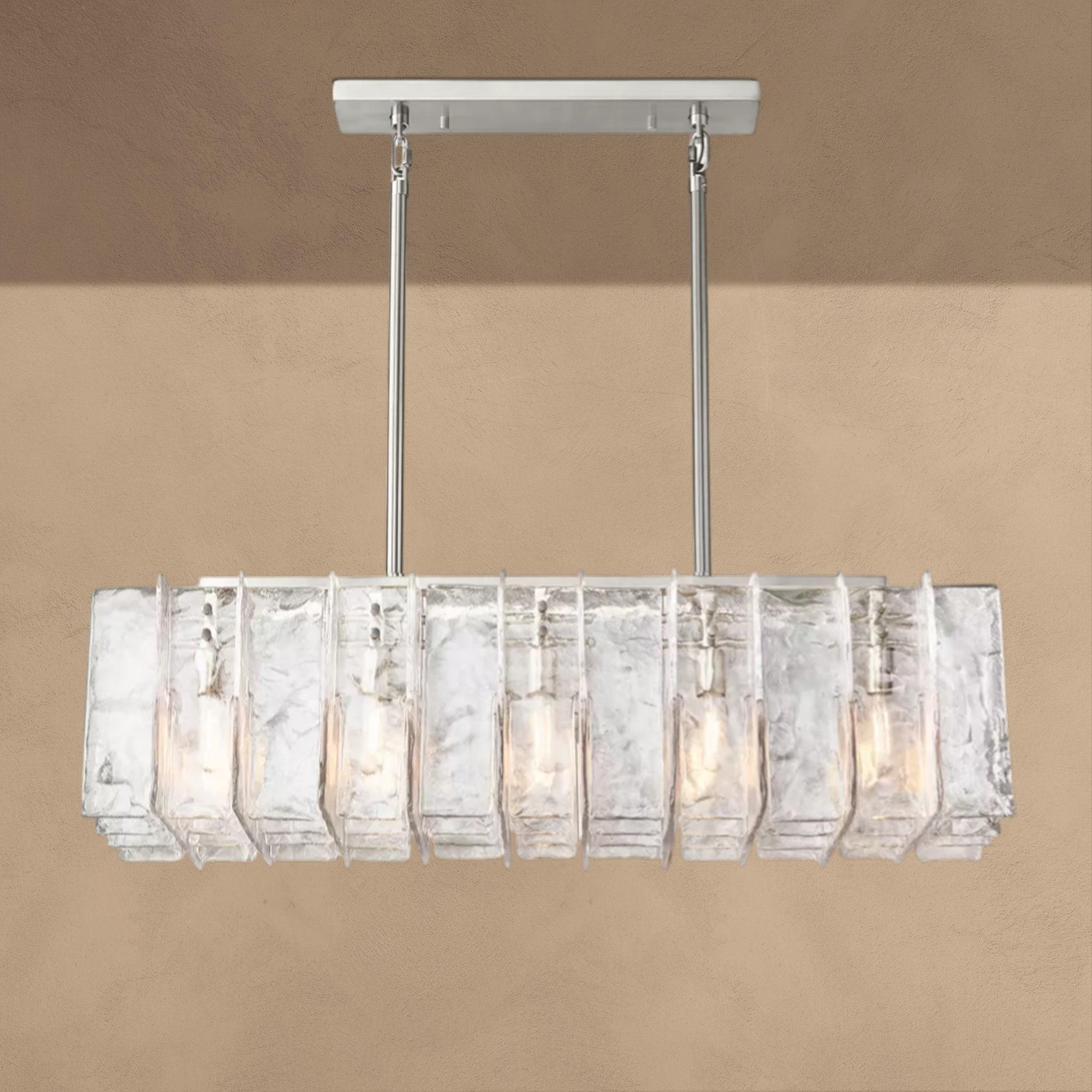 Latrel Smoke Glass Rectangular Chandelier 49��