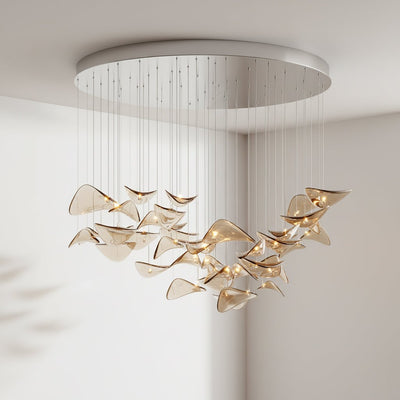 Galaxy Wave Floating Leaf Crystal Spiral Chandelier