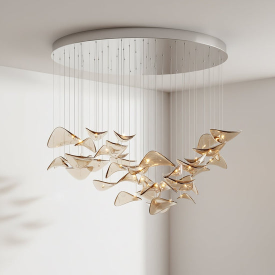 Galaxy Wave Floating Leaf Crystal Spiral Chandelier