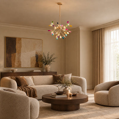 Rose Gold Chandelier with Natural Stone Slices