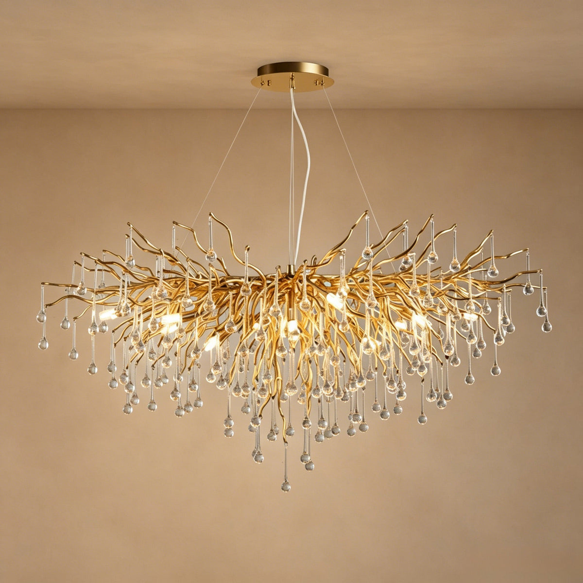 Stunning Tree Branch Crystal Chandelier with Clear Teardrop-shaped for Living/Dining Room