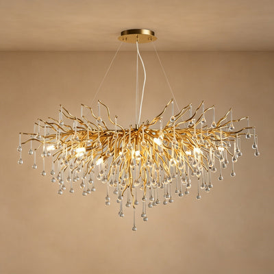 Stunning Tree Branch Crystal Chandelier with Clear Teardrop-shaped for Living/Dining Room