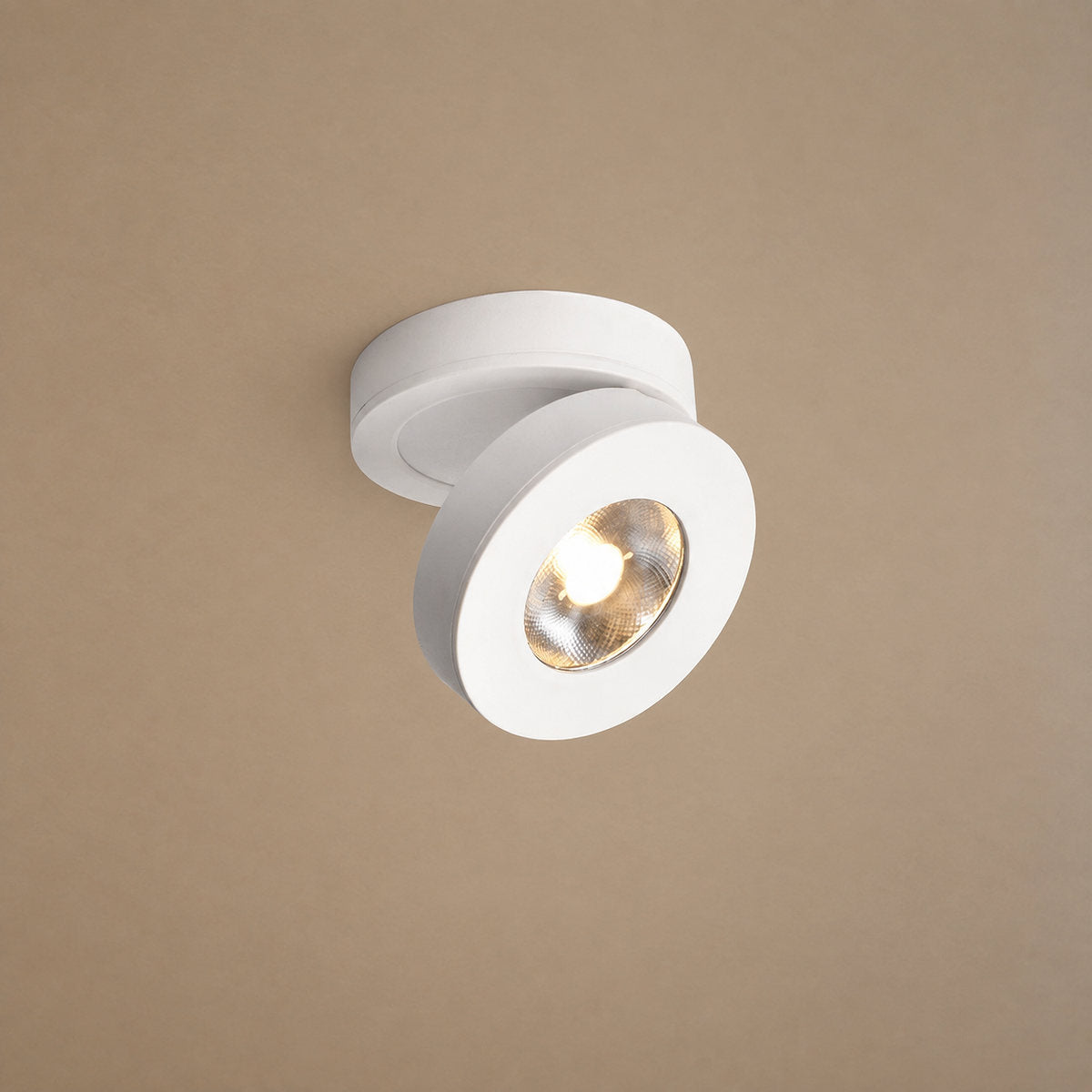 Round Rotating LED Downlight Wall Lamp, 3.4-Inch x H 0.9-Inch, White, Warm Light for Bedroom & Living Room