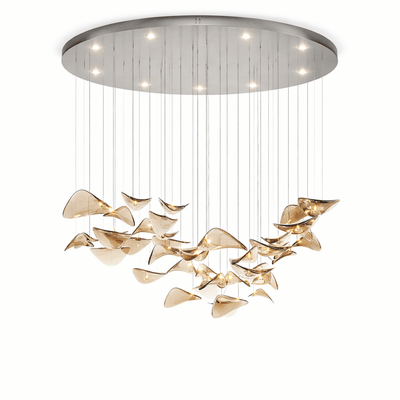 Galaxy Wave Floating Leaf Crystal Spiral Chandelier