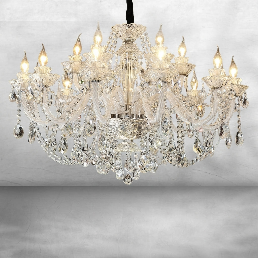 Luster Gaze Veridian Grandeur Crystal Chandelier - Background Shot