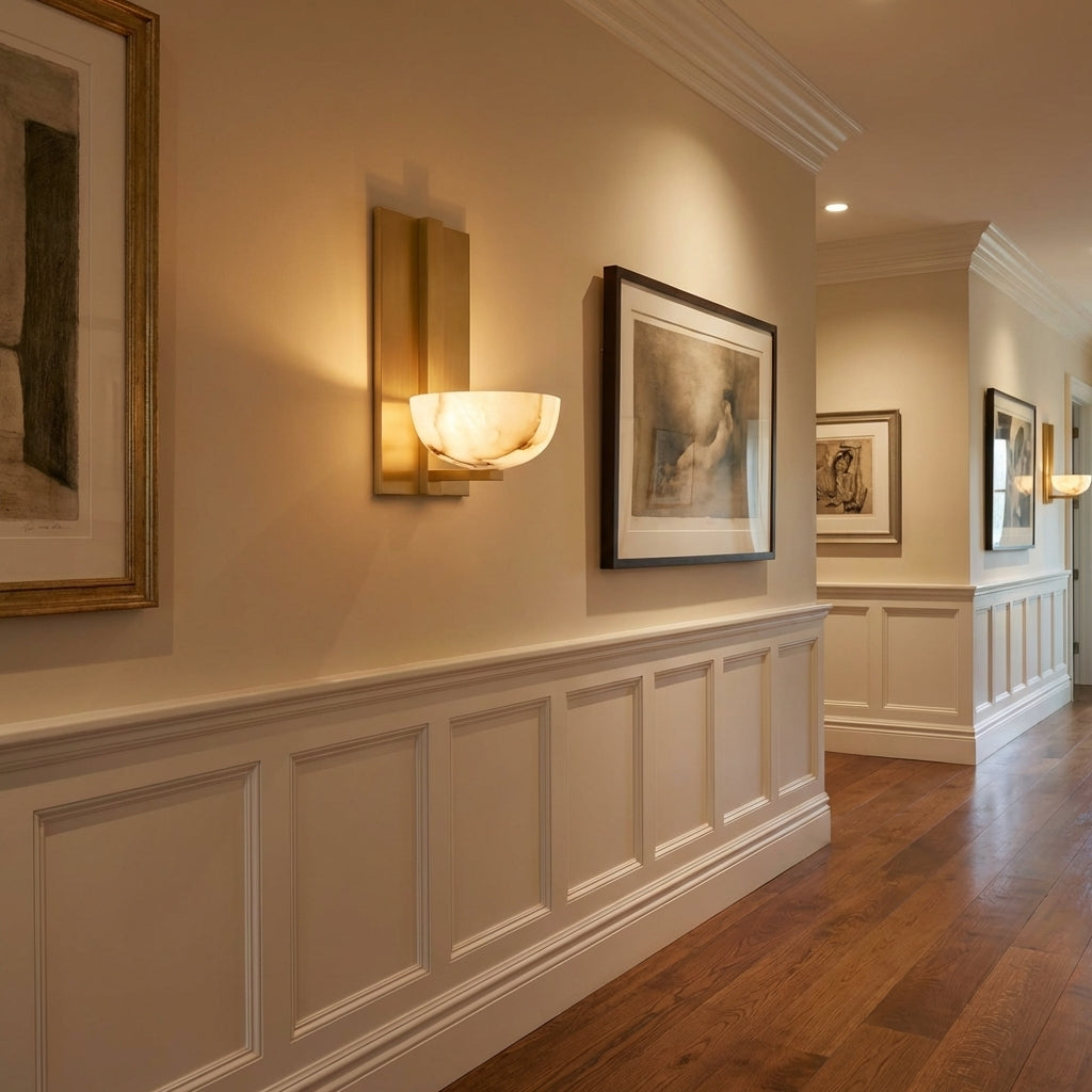 Luster Gaze Alabaster Radiance Wall Sconce - American hallway gallery
