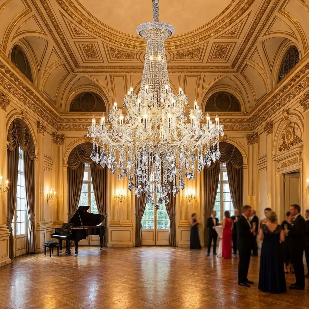 Luster Gaze Extra Large Retro Empire Candle Crystal Chandelier for High-ceiling Space - American ballroom or formal entertaining space