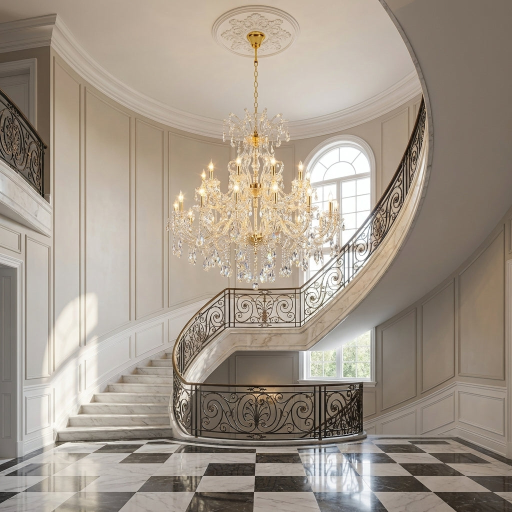Luster Gaze Grand Lumina Branch Crystal Chandelier - grand American estate foyer