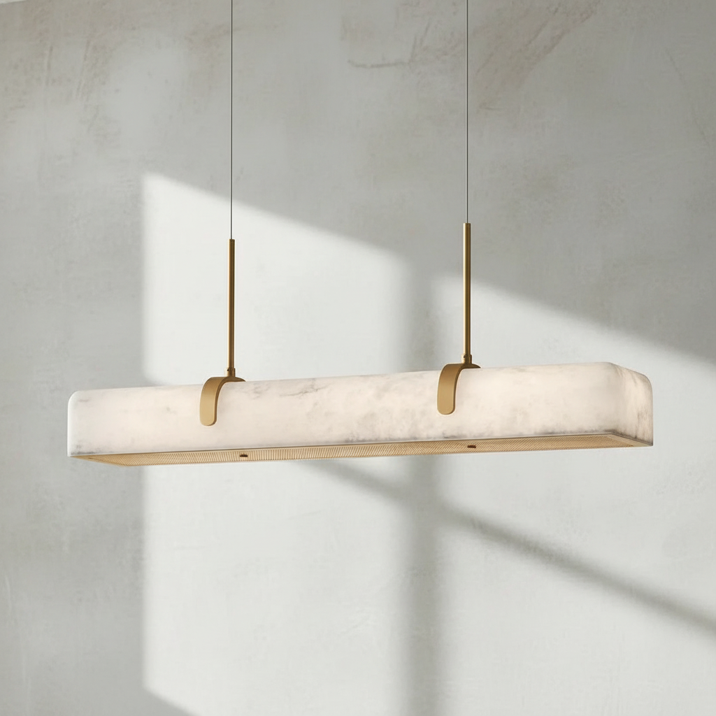 Luster Gaze Alabaster Aura Linear Chandelier - Background Shot