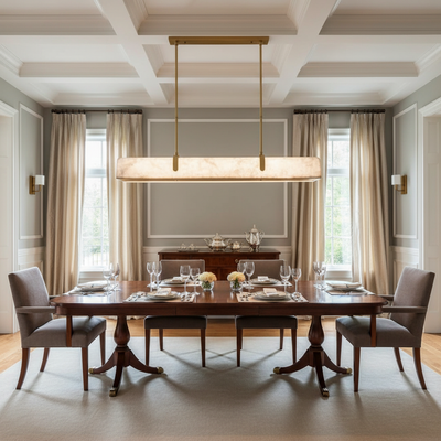 Luster Gaze JC Linear Alabaster Chandelier - American transitional dining room