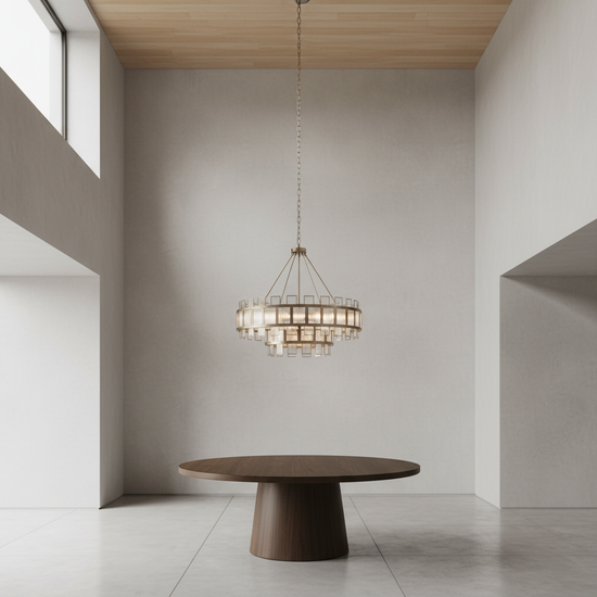 Luster Gaze Sculptural Linen Bloom Chandelier - Background Shot