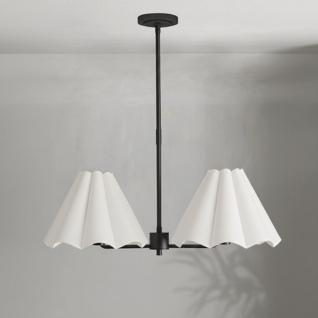 Luster Gaze Sculptural Linen Bloom Chandelier - Background Shot
