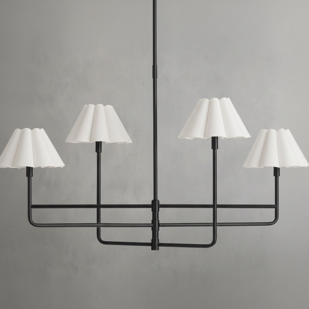Luster Gaze Sculptural Linen Bloom Chandelier - Background Shot