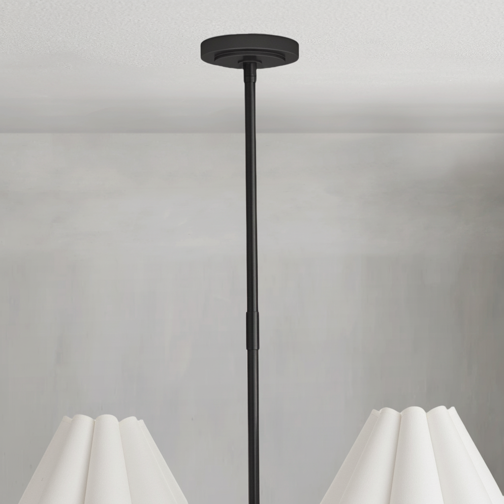 Luster Gaze Polara white linen Chandelier(Blackened Brass) - Studio Shot