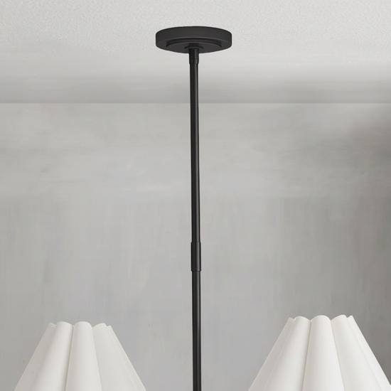 Luster Gaze Polara white linen Chandelier(Blackened Brass) - Studio Shot