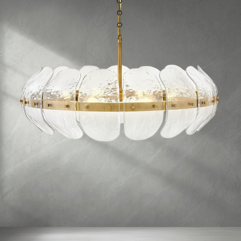 Luster Gaze Veridian Bloom Heritage Brass Chandelier - Background Shot