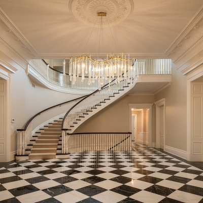 Luster Gaze Veridian Cascade Branch Chandelier - grand American estate foyer