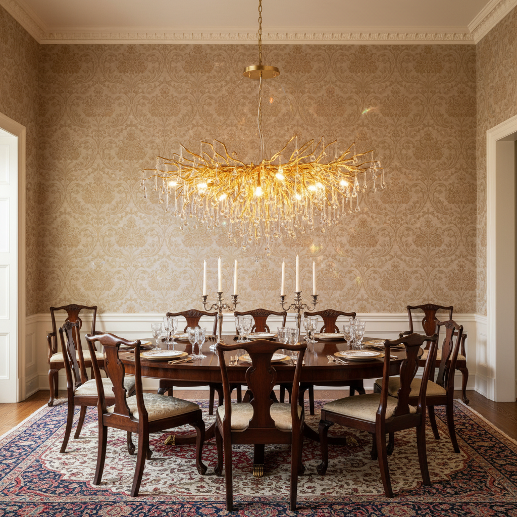 Luster Gaze Verdant Canopy Crystal Chandelier - formal American dining room