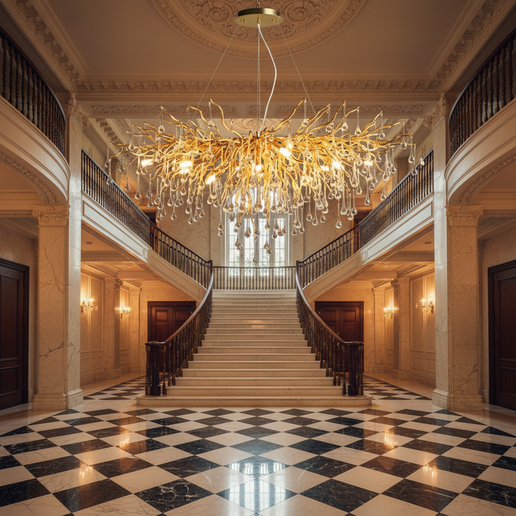 Luster Gaze Verdant Canopy Crystal Chandelier - grand American estate foyer