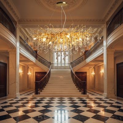 Luster Gaze Verdant Canopy Crystal Chandelier - grand American estate foyer