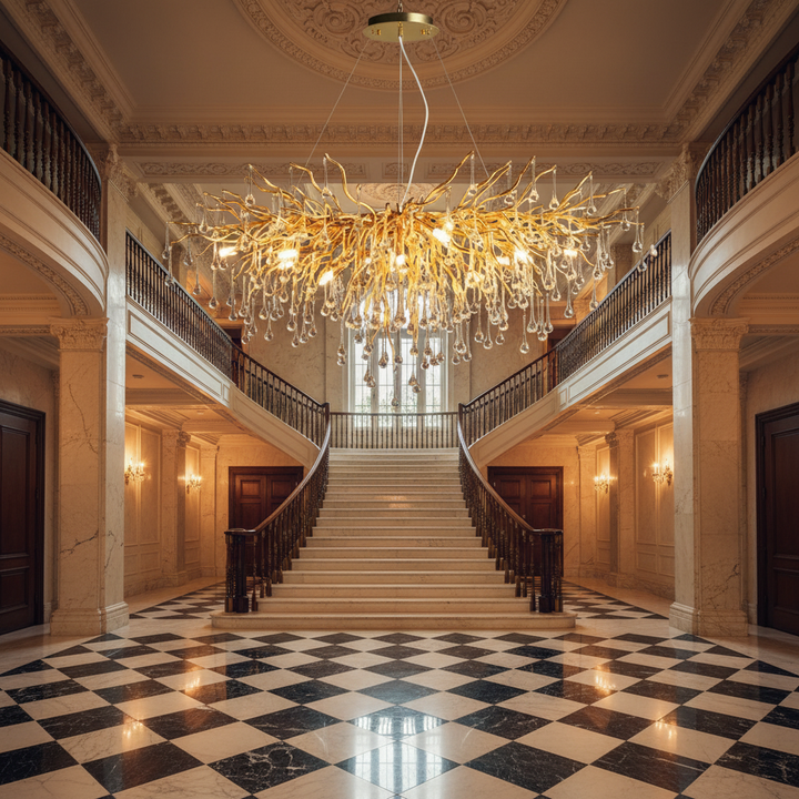 Luster Gaze Verdant Canopy Crystal Chandelier - grand American estate foyer