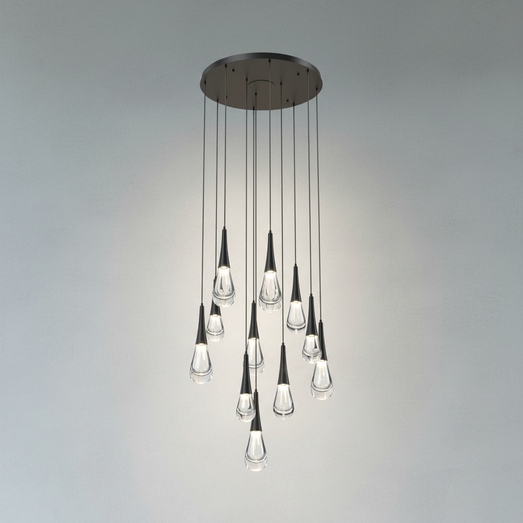 Luster Gaze Aqueous Bloom Round LED Chandelier - Background Shot