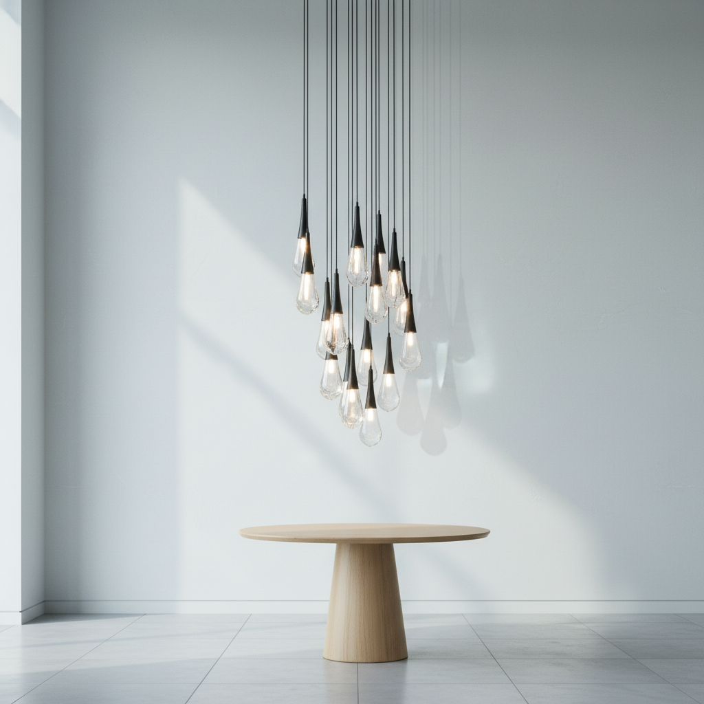 Luster Gaze Aqueous Bloom Round LED Chandelier - Background Shot