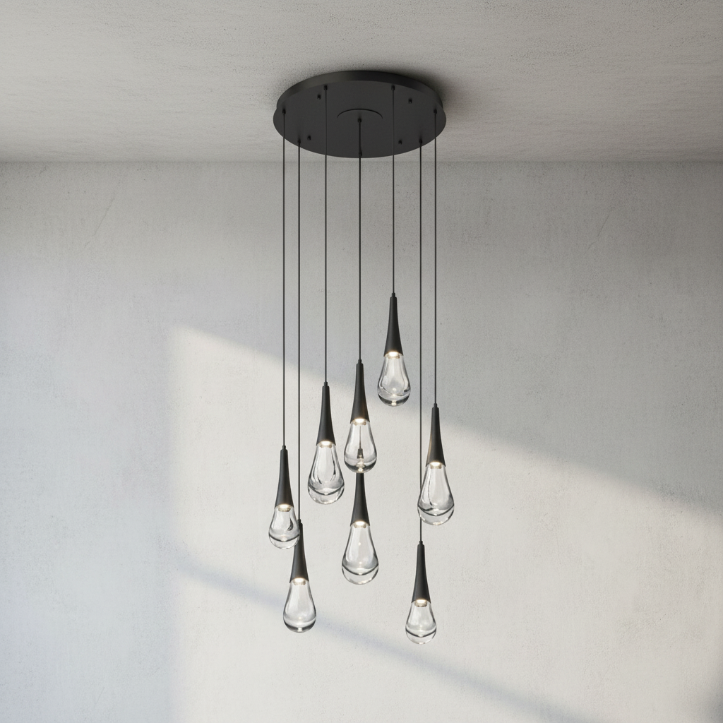 Luster Gaze Aqueous Bloom Round LED Chandelier - Background Shot