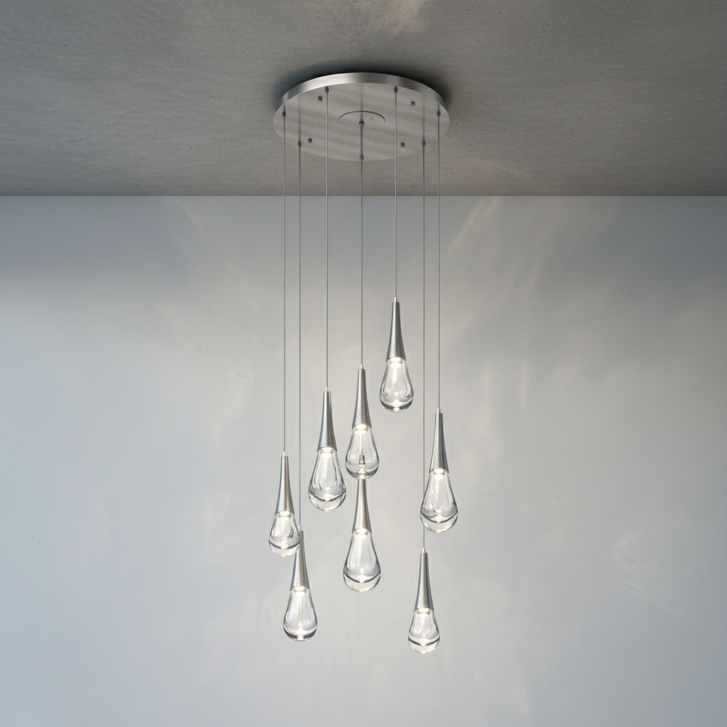 Luster Gaze Aqueous Bloom Round LED Chandelier - Background Shot