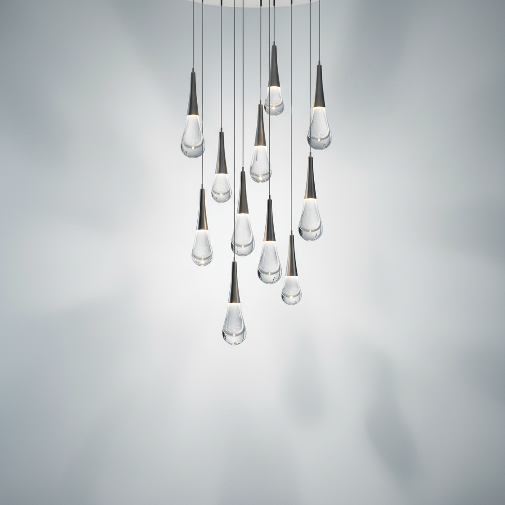 Luster Gaze Water Drop Round LED Chandelier - Studio Shot
