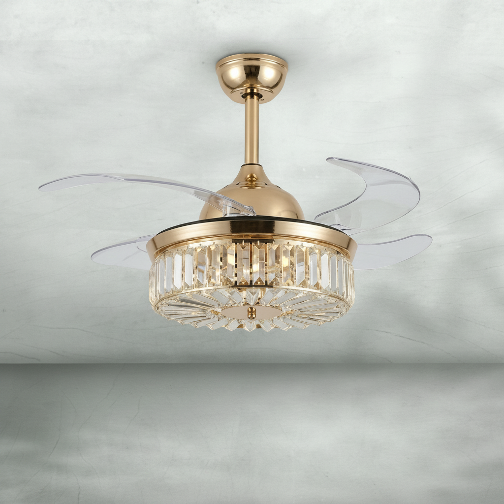 Luster Gaze Celestial Whisper Crystal Fan Chandelier - Background Shot