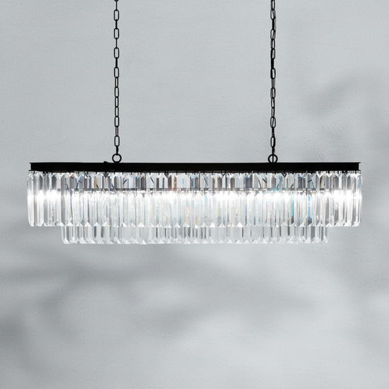 Luster Gaze Grandeur Tiered Rectangular Chandelier - Background Shot