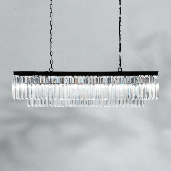 Luster Gaze Grandeur Tiered Rectangular Chandelier - Background Shot