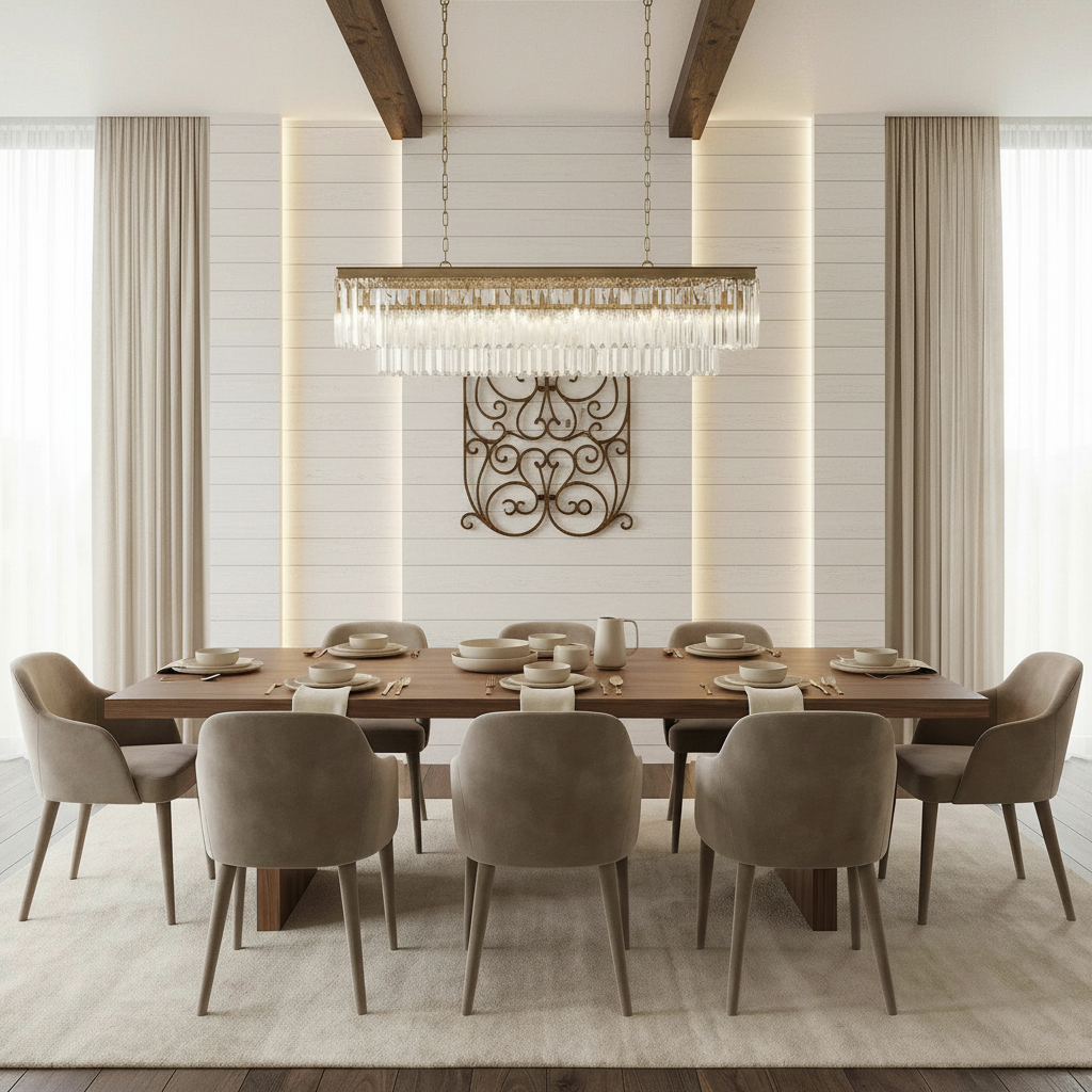 Luster Gaze Grandeur Tiered Rectangular Chandelier - modern American farmhouse dining room