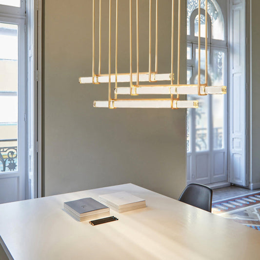 Aedubon Crystal Triple Bar Linear Chandelier