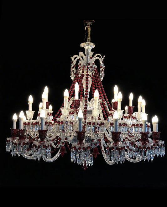 Customize 40 Lights Chandelier Clear & Red Crystal Lighting
