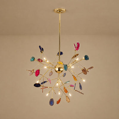 Rose Gold Chandelier with Natural Stone Slices