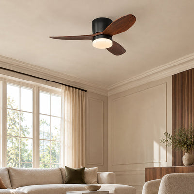 Lumo Petal Ceiling Fan Light, 36-Inch x H 9.4-Inch, Walnut & Black, Warm Light for Living Room