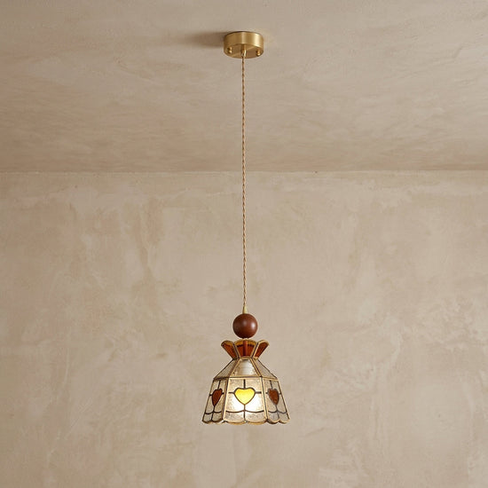 Artisan Glass and Wood Pendant Lamp for Dining Room & Living Room