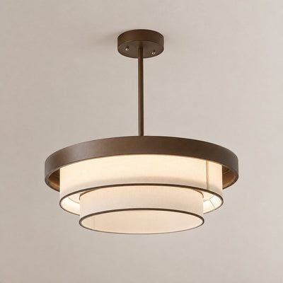 Sculptural Triple-Tiered Fabric Ring Pendant Lamp