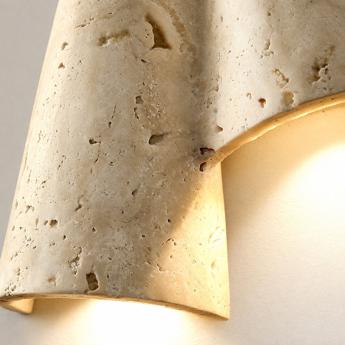 Velo Draped Stone Wall Lamp, 7.5-Inch x H 10.6-Inch, Yellow Travertine for Living Room & Dining Room