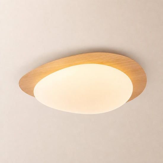 Pebble Metal Ceiling Light, 11.8~22.8-Inch x H 3.1-Inch, Artistic Walnut Grain Effect, Triac Warm Dimming for Living Room
