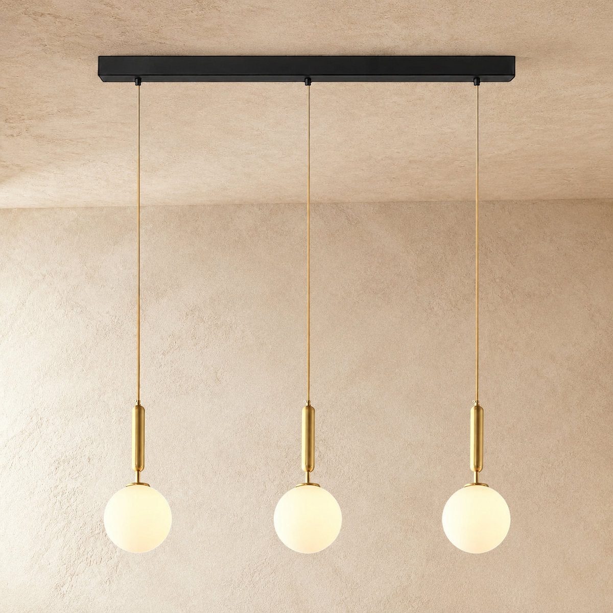 Minimalist Spherical Glass Brass Pendant Light
