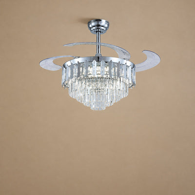 Tricolordeer Retractable Acrylic Blade Crystal Chandelier Ceiling Fan