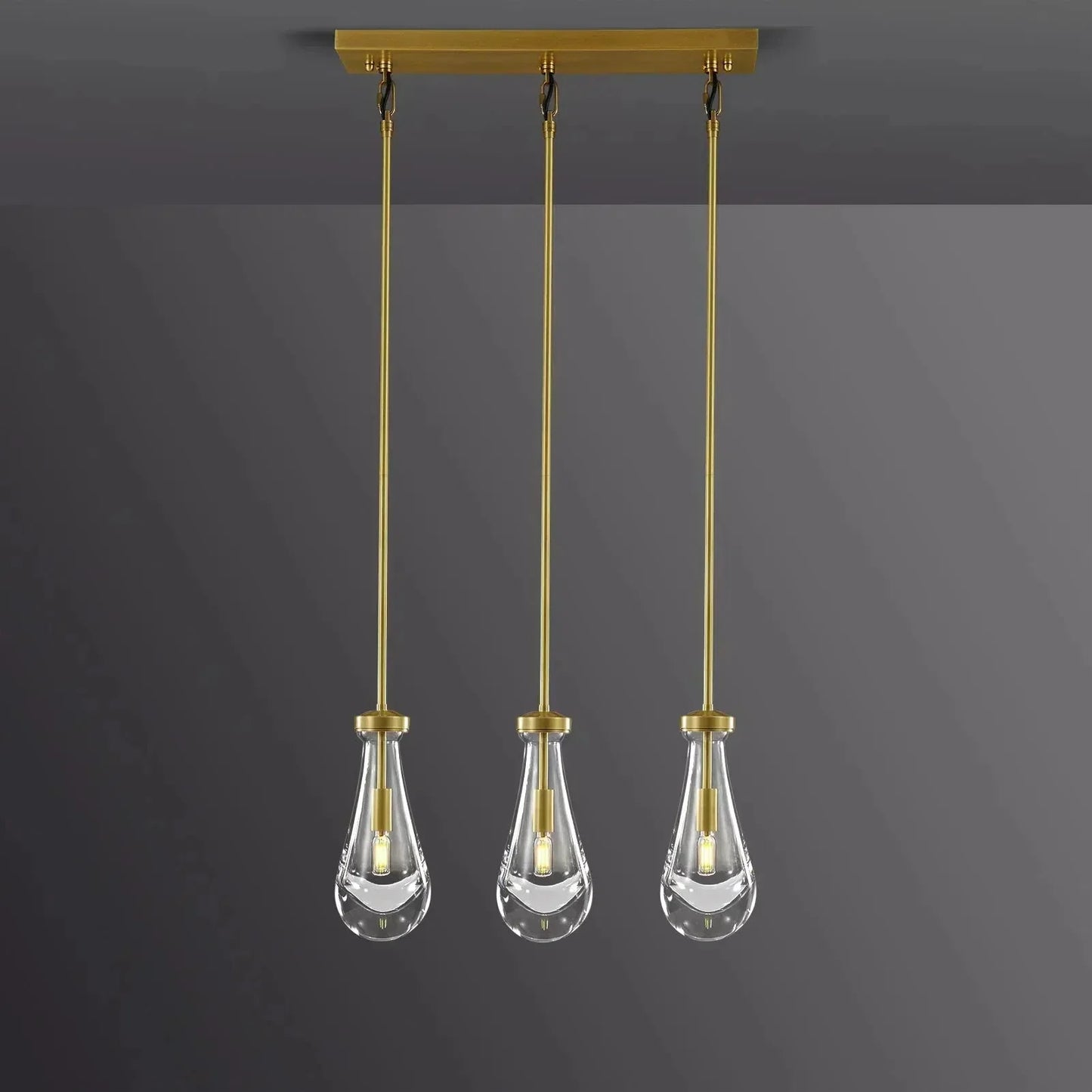 Soltaire Raindrop Linear Chandelier 3-Light 22"
